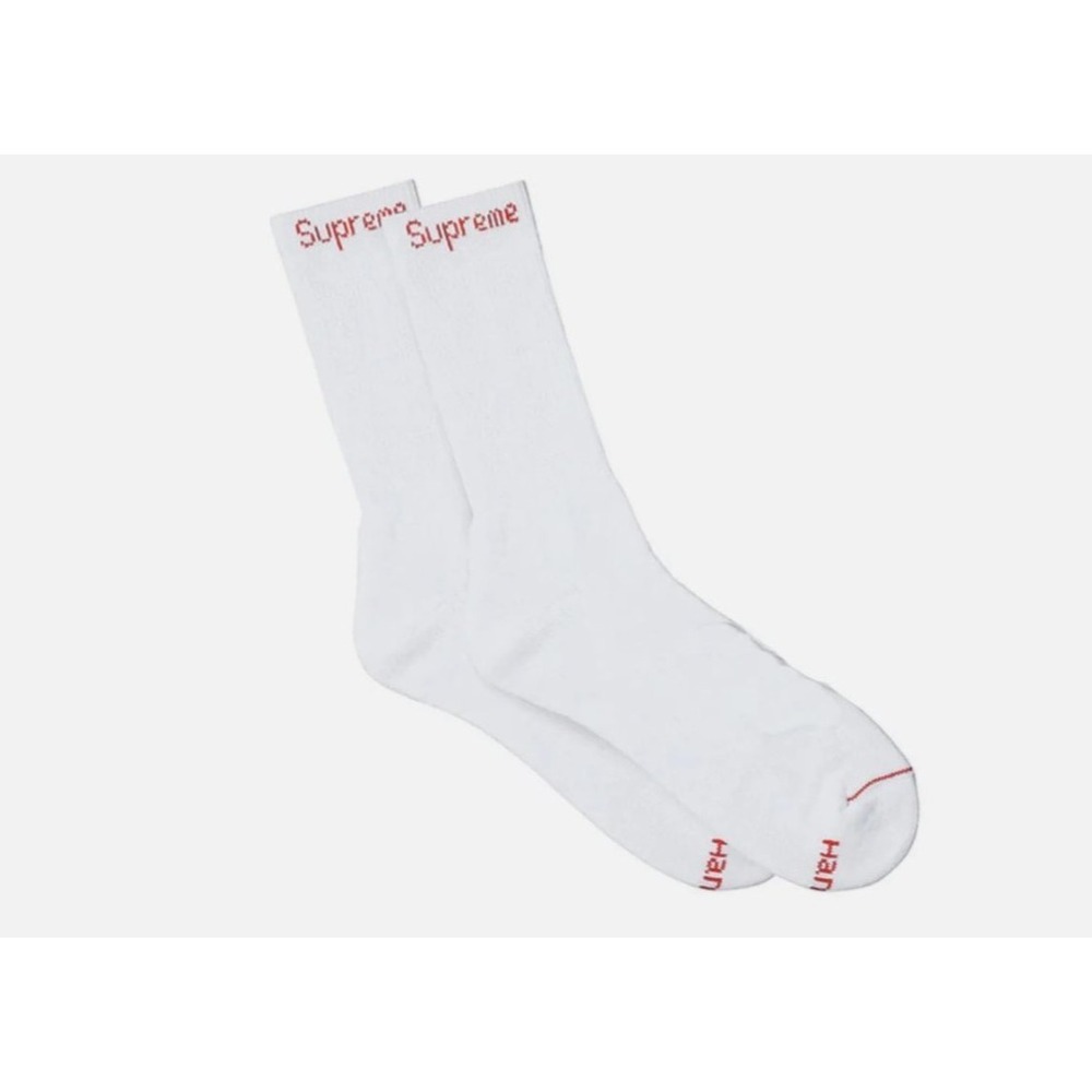 Supreme X‎ Hanes Crew Socks - White, SINGLE, 1 Pair, Size 6-12, New, Hypebeast